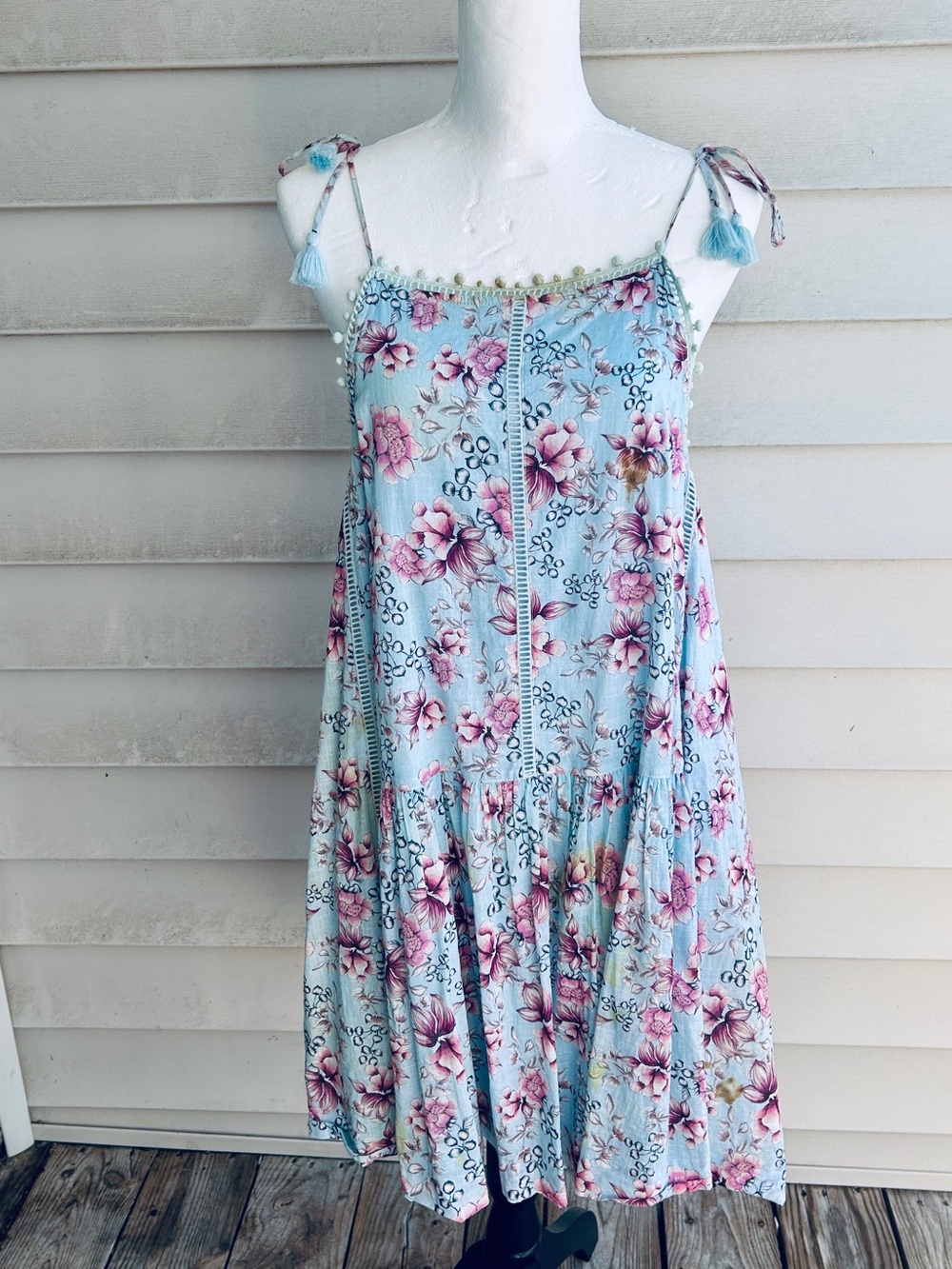 Seafolly Australia Light Blue Floral Tie-Shoulder Sundress Size Large
